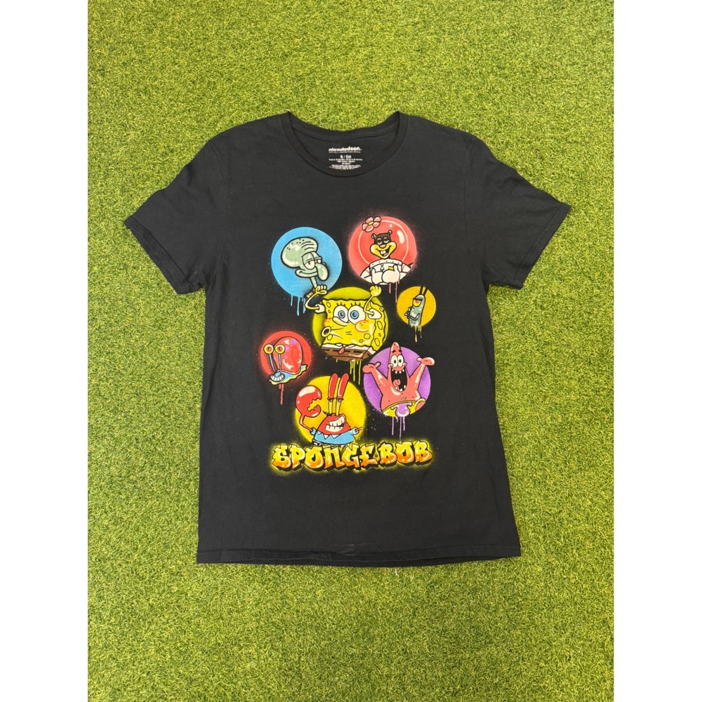 Nickelodeon SpongeBob SquarePants Graffiti‎ Graphic T-Shirt Black Mens Small S